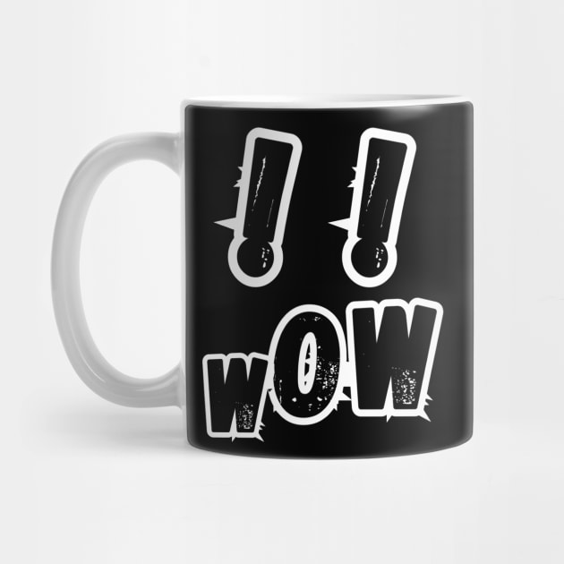 Wow, screaming face, black exclamation points with white outlines on a black background by PopArtyParty